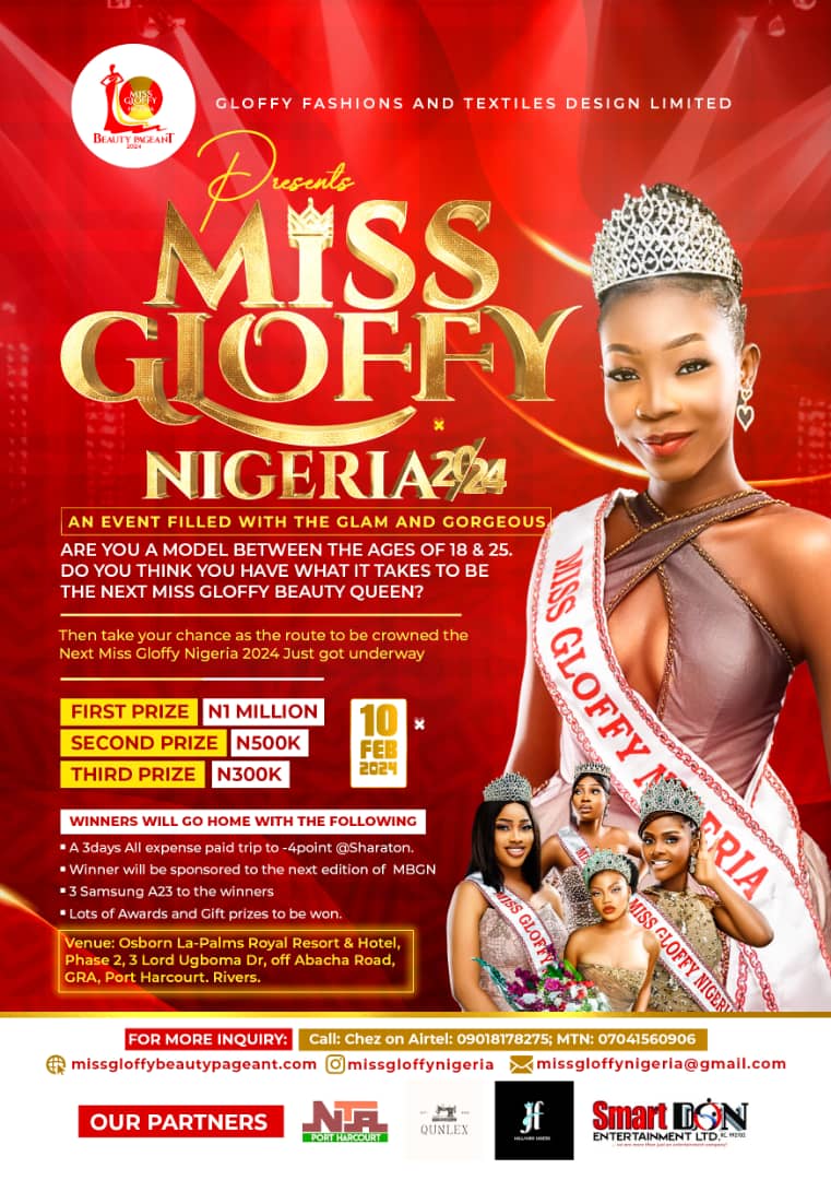 Miss Gloffy Nigeria 2024 announces huge reward for models